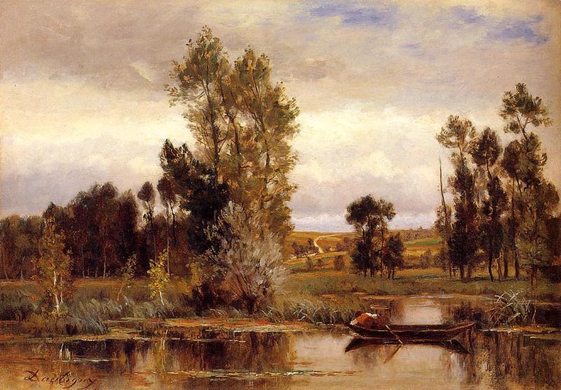 Charles-Francois Daubigny Boat on a Pond Norge oil painting art